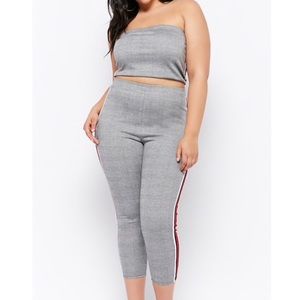 Plaid tube top and pants set